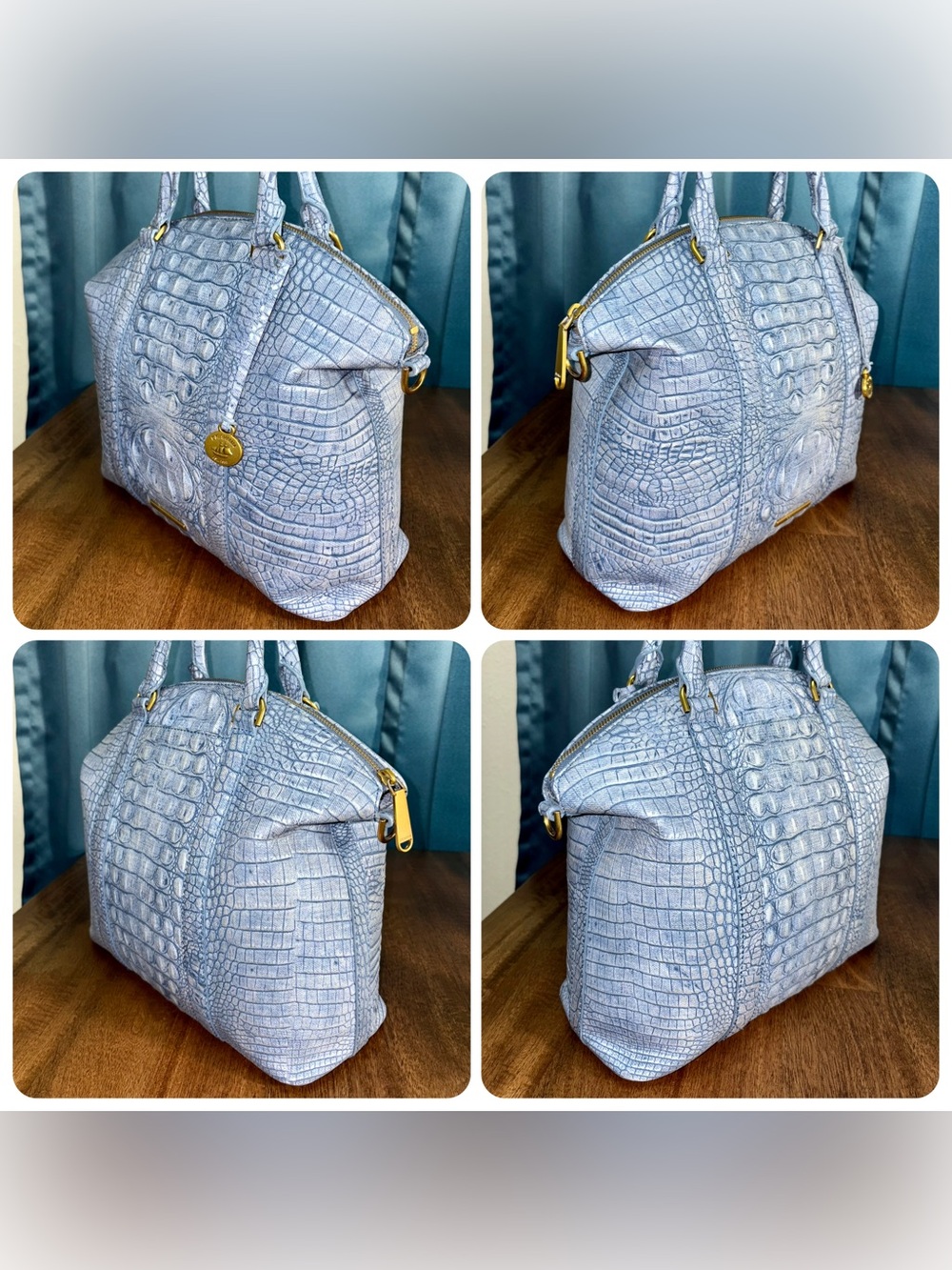 Brahmin EUC Lrg Duxbury & Veronica - Light Denim Tetra - FRONT EYE - Picture 2 of 16